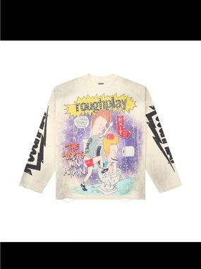 Roughplay, Beavis and Butthead Graphic Long-Sleeve Tee in Cream